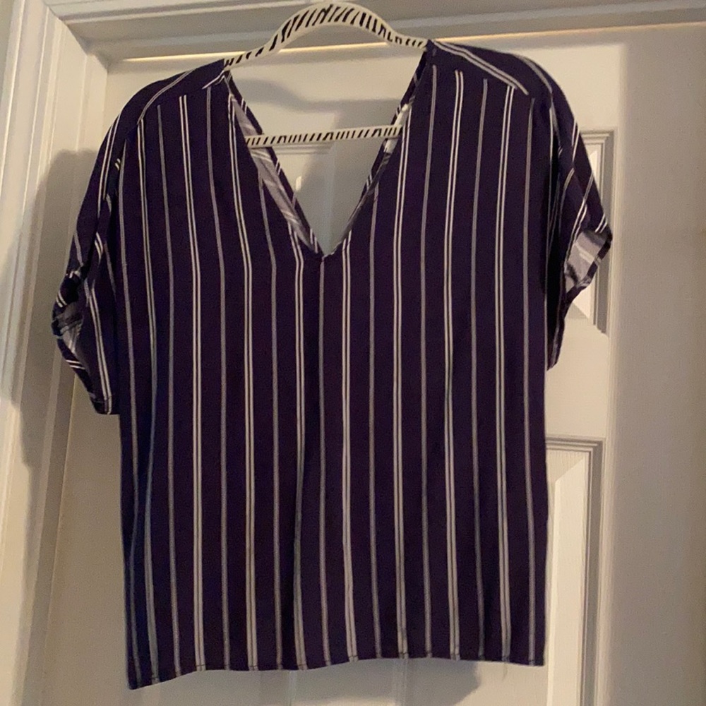 Lush Navy Striped Top